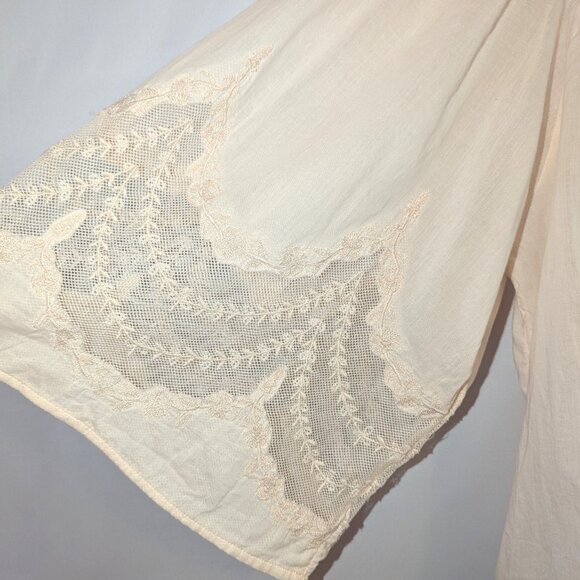 Anthropologie | Valentia Boho Embroidered Victorian Peasant Top Pale Pink | 6 - Picture 7 of 13
